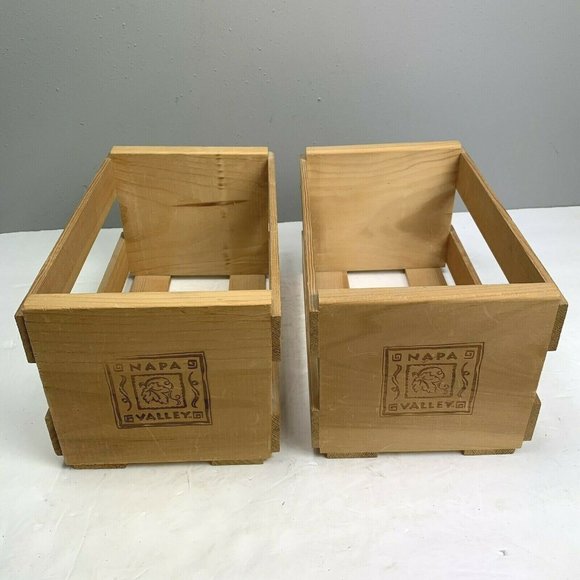 Napa Valley Wood CD Storage Box Crate Lot of 2 Wooden Pair Organizer Movie Game - Picture 5 of 10